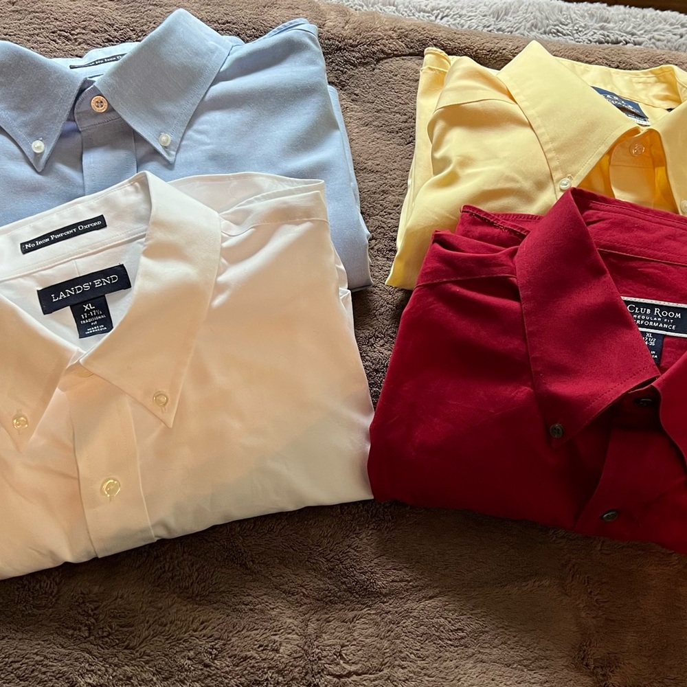 Lot of Four Lands' End, Club Room, Eagle Blue Dress Shirts XL Neck 17-17.5